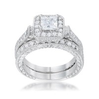 Art Deco Princess Cut Bridal Set
